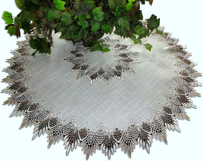 Galleria di Giovanni X-Large 33 Inch Table Topper Dresser Scarf - Neutral Earth Tones European Lace