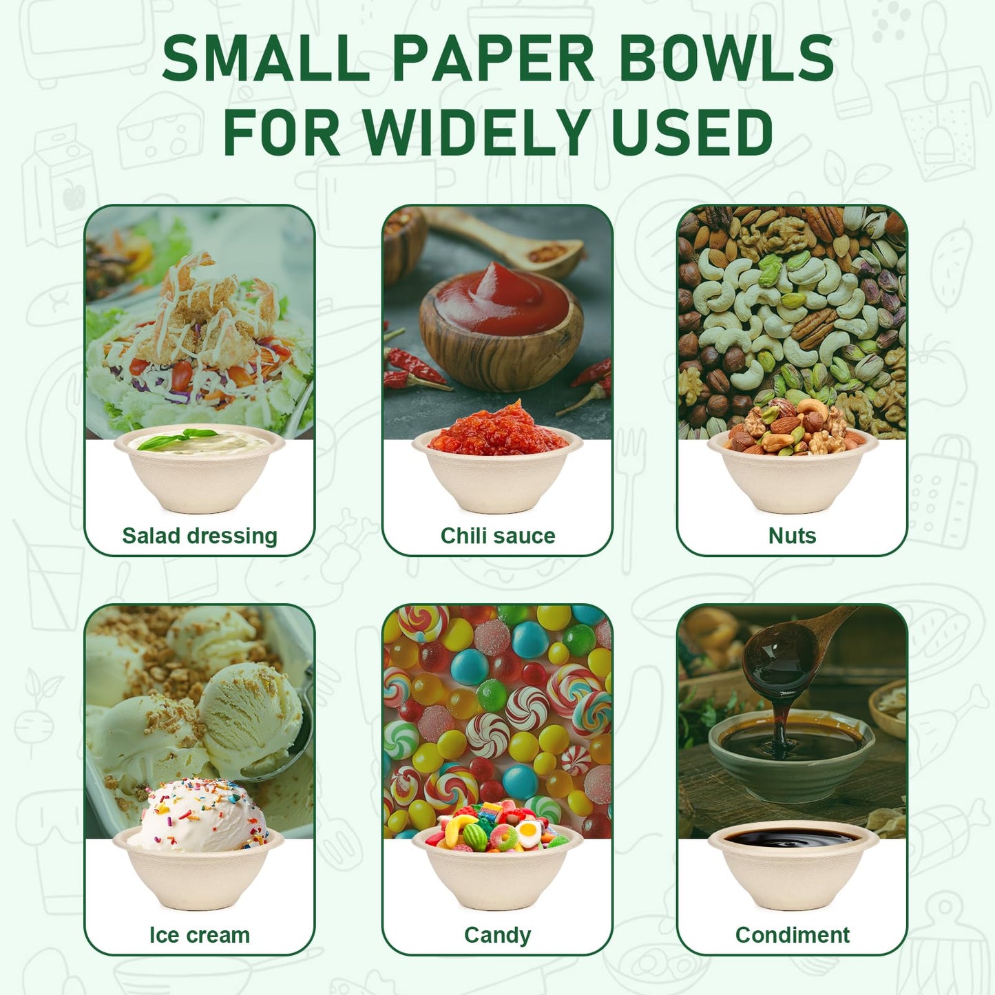 Bionutrio 6 oz Small Disposable Bowls, 300 Pack Bulk Paper Bowls for Chili, Sauce, Cereal, Compostable Eco-Friendly Bagasse Bowl, Microwavable, Leak-Proof, Sturdy