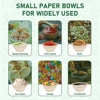 Bionutrio 6 oz Small Disposable Bowls, 300 Pack Bulk Paper Bowls for Chili, Sauce, Cereal, Compostable Eco-Friendly Bagasse Bowl, Microwavable, Leak-Proof, Sturdy