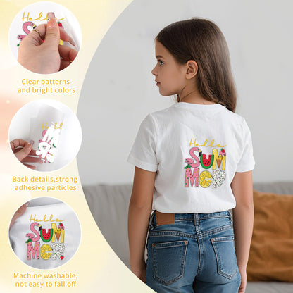 MOIZYNG 30 Sheets Summer Iron on Transfers for T-Shirts, Beach Vacation DTF Transfers Ready to Press Heat Transfers Vinyl, Retro Iron on Patches for Clothes Bag Pillow Covers DIY Crafts