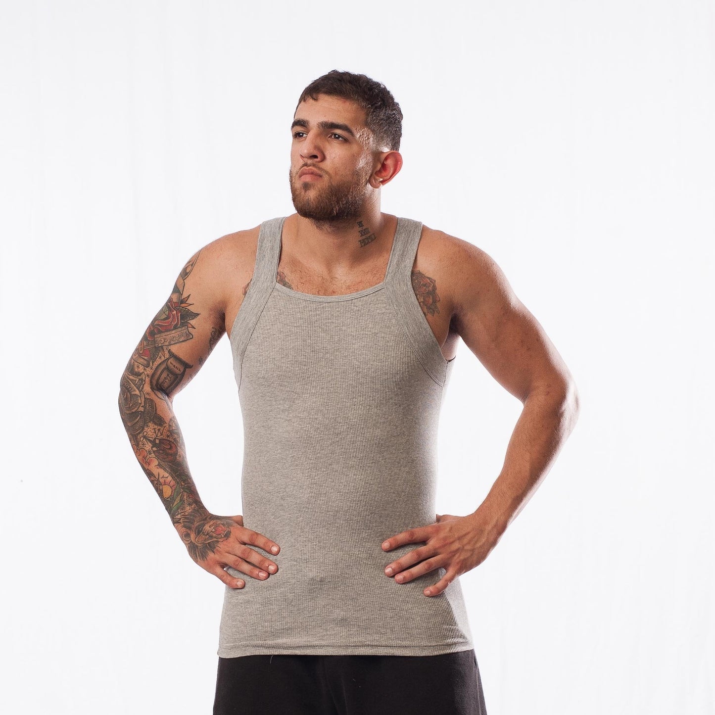 Different Touch Men's G-Unit Style Tank Tops Square Cut Muscle Ribbed Underwear Shirts (M, 6 Pack (Assorted))