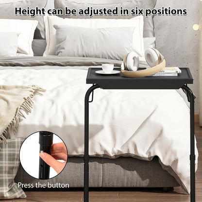 6 3 JAXPETY TV Tray, Folding TV Tray with Cup Holder, Adjustable TV Desk with Height Adjustments and Angle, Couch Table