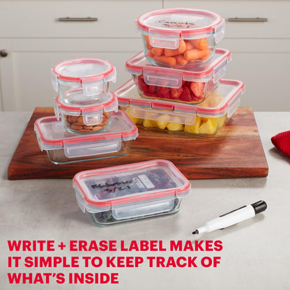 Pyrex Freshlock (7-Pack) Glass Food Storage Containers Set, (1, 2, 4 Cups) Airtight & Leakproof Plastic Locking Lids BPA-Free, Meal Prep Containers Set, Freezer Dishwasher Microwave Safe