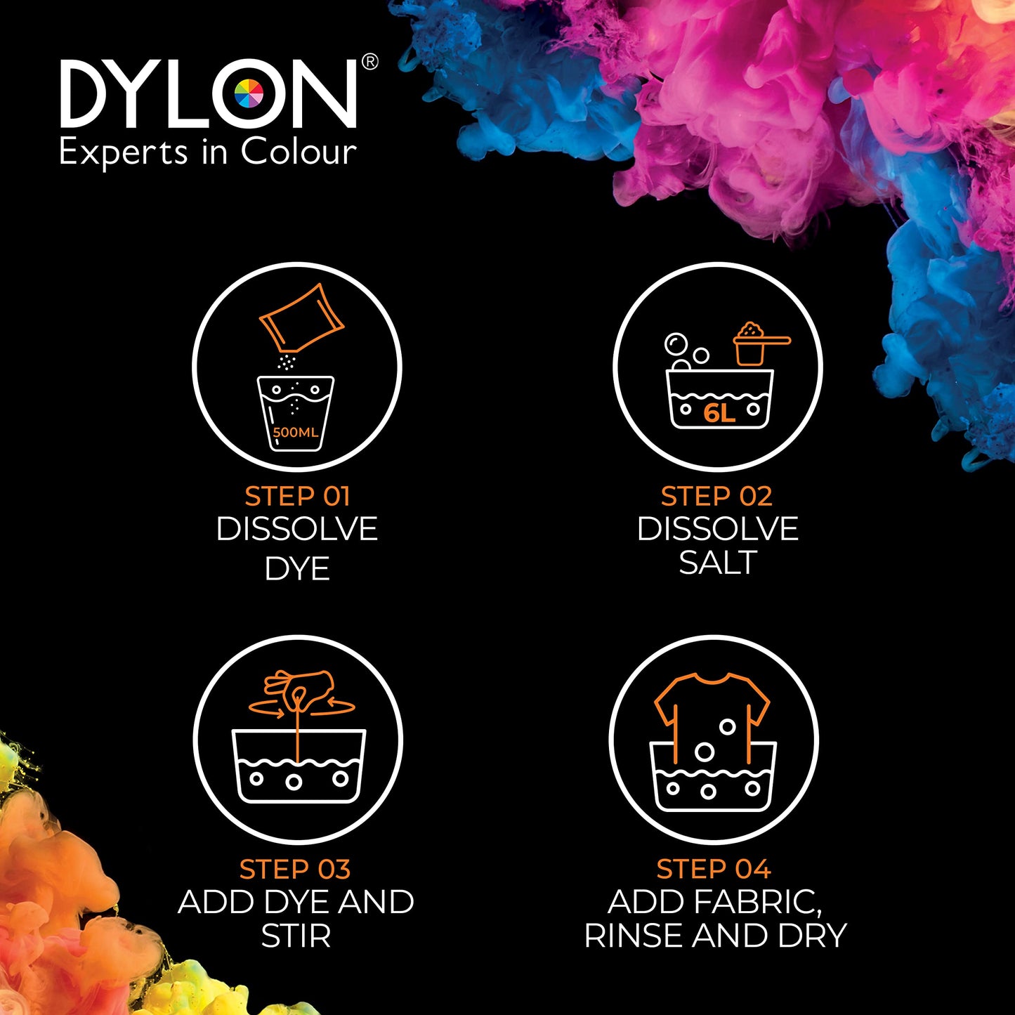 Dylon Hand Dye, Fabric Dye Sachet for Clothes, Soft Furnishings and Projects, 50 g - Paradise Blue