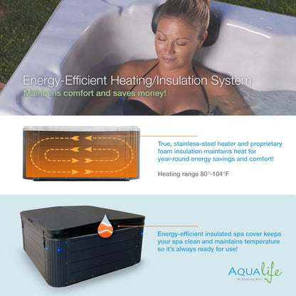 Insight Outdoor Hot Tub, 7-Person 34-Jet, 86-Port Non-Lounger Acrylic Spas with Ice Bucket by Aqualife by Strong Spas