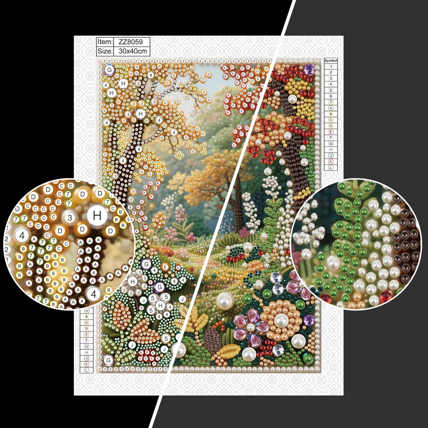 antor DIY Pearl Diamond Painting Kit Garden Landscape Design, Pearl Diamond Art Kits for Adults Beginners, Special Shaped Crystal Rhinestones Painting Kits for Home Wall Decor, 11.81×15.75 Inch