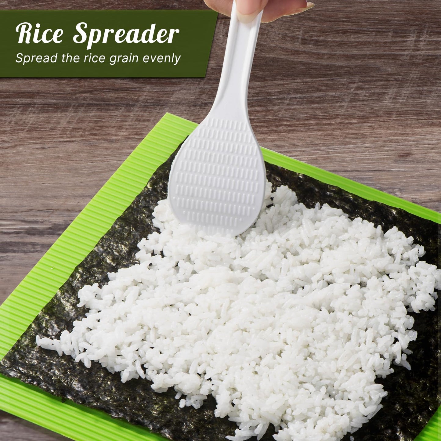 Choxila Sushi Making Kit, Silicone Sushi Mat, Includes 1 Mat, 2 Chopsticks, 1 Spreader, Japanese Style, Smooth Finish, Reusable, Dishwasher Safe