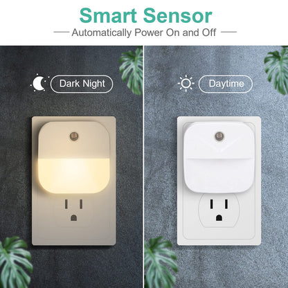 6 Pack Night Light Plug in, White LED Nightlights with Smart Dusk to Dawn Sensor, Plug into Wall Nightlights Suitable for Bedroom, Bathroom, Hallway, Kitchen, Stairs, Kids, Adults