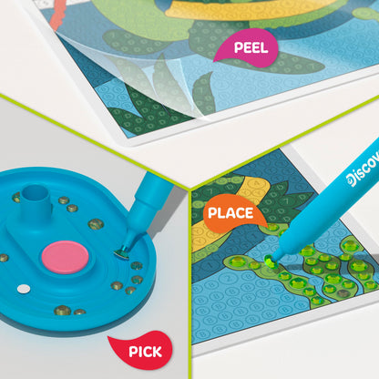 Discovery™ Dazzle Art Light-Up Diamond Painting Kit – DIY Sea Turtle Craft Set| 800+ Gems & LED Display Frame|Craft Supplies Accessories|Girls Boys Arts & Crafts Gift| Diamond Art Kit for Kids Ages 8+