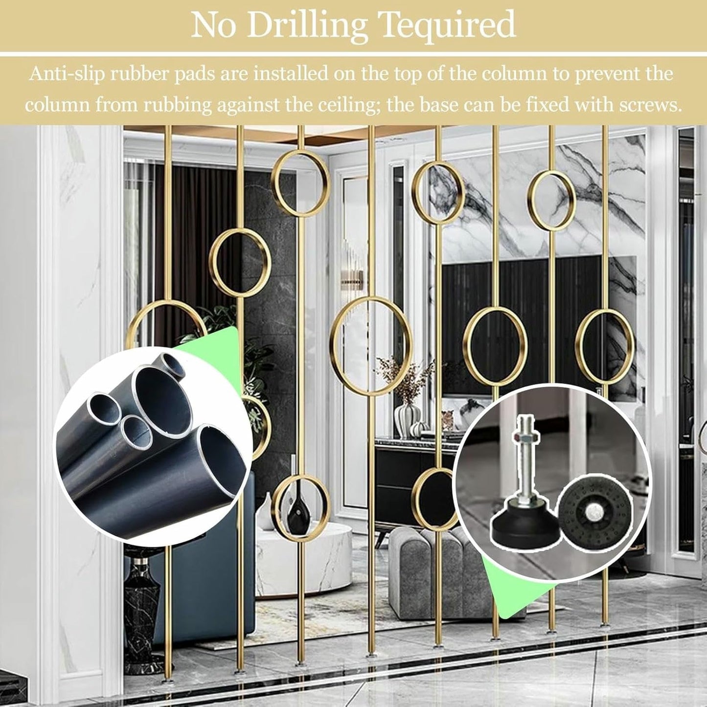 HCZKIUJ Metal Wall Partition Post Room Divider, Modern Partition Column Slats for Home Office Entryway, Portable Tile to Floor Privacy Screen Dividers (Style A Black)
