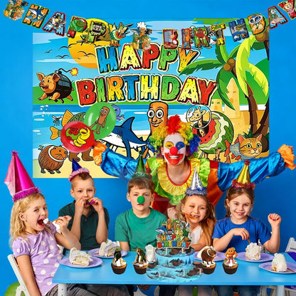 25PCS Italian Brainrot Cupcake Toppers,Tralalero Tralala Shark Cake Toppers Set Happy Birthday Decorations,Brain Rot Party Decor Animal Theme for Kids