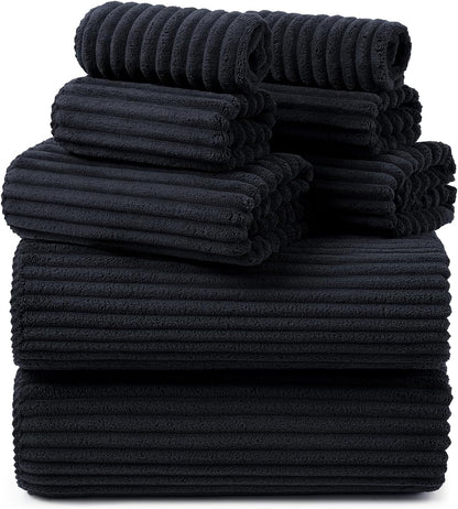 Set 8 8 2 2 2 2 REDKISS Black Bath Towels Piece - Microfiber Bathroom Towels of Large, Highly Absorbent Bath Towel