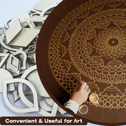 DAFENCHI 364 Pcs Wooden Mandala Painting Stencils, Dot Drawing Tools for Mandala Patterns, Drawing Stencils for Wood & Flat Surfaces, Portable Art Drawing Kit Painting Template