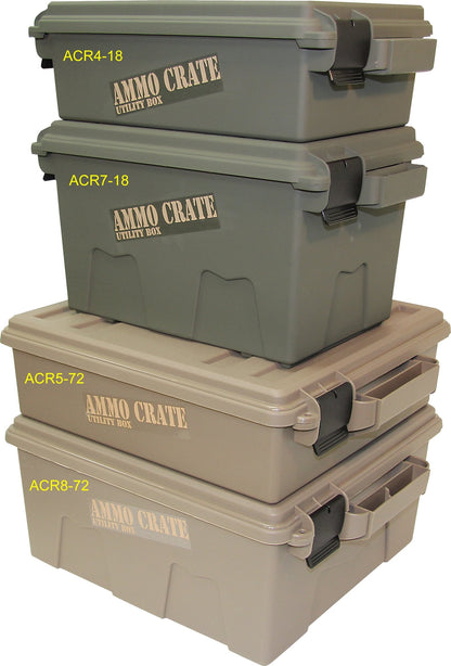 MTM ACR7-18 Ammo Crate Utility Box, Ammo, survival or hunting gear storage, O-Ring seal for water resistant dry storage, Double padlock tabbed for security, Carries 65lbs of gear, Army Green