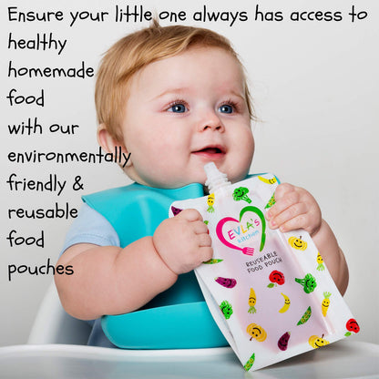 EVLA'S Baby Food Freezer Trays & Reusable Food Pouches Meal Prep Combo for Babies and Toddlers, Baby Food Containers & Meal Storage Perfect for Serving Homemade Healthy Smoothies & Purees