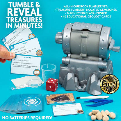 The Young Scientists Club Gemstone Treasures, Tumble & Polish Your Own Gemstones, DIY Rock Tumbler, Collect & Identify Gems, Great STEM Kit for Kids Ages 6, 7, 8, 9, Multi