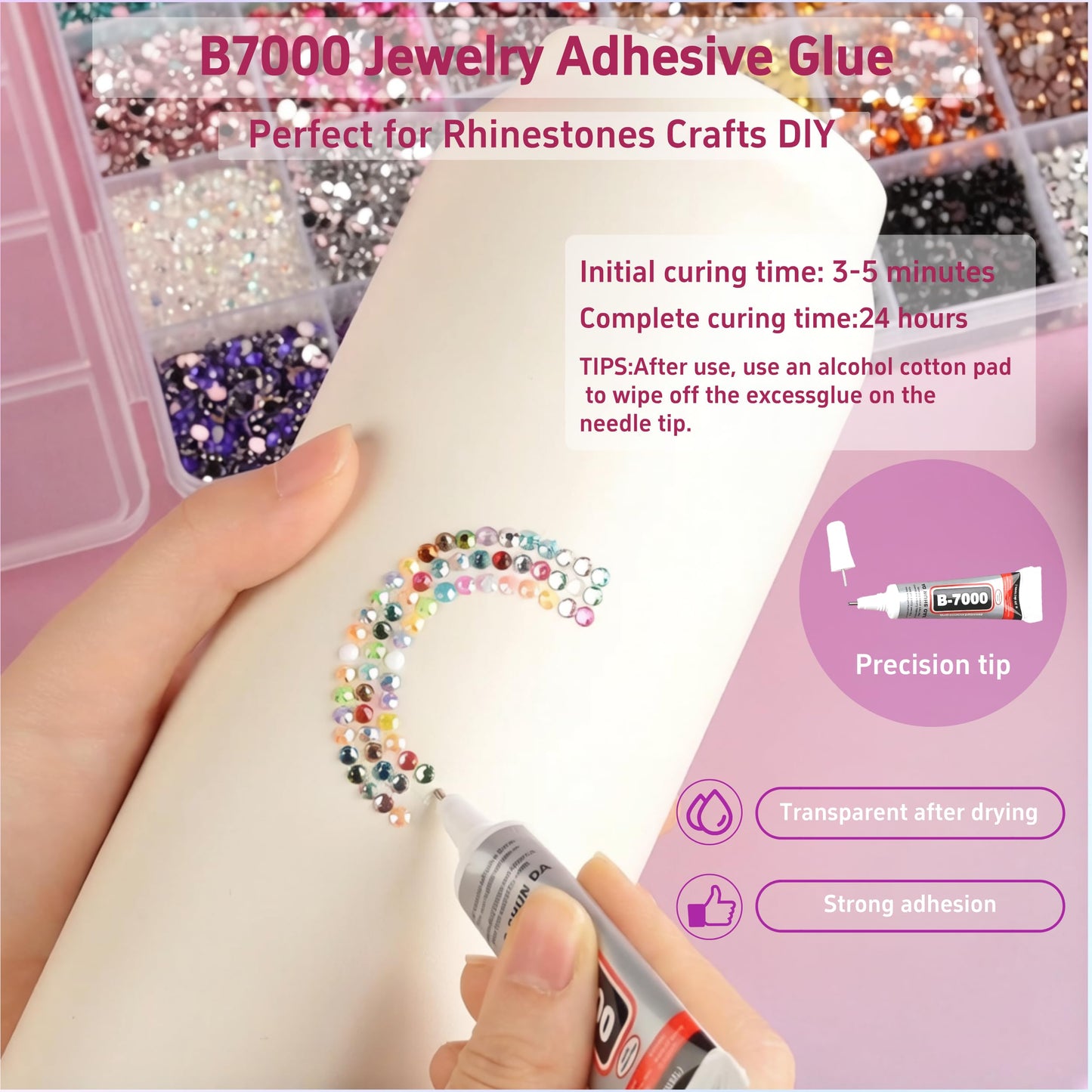40 Colors Rhinestones Bedazzling Kit, 40000Pcs 3mm Flatback Rhinestones for Bedazzling with B7000 Glue, Tweezer & Pickup Pen, Sparkle Bedazzled Kits for Nail Art DIY Crafts Shoes Phone Case