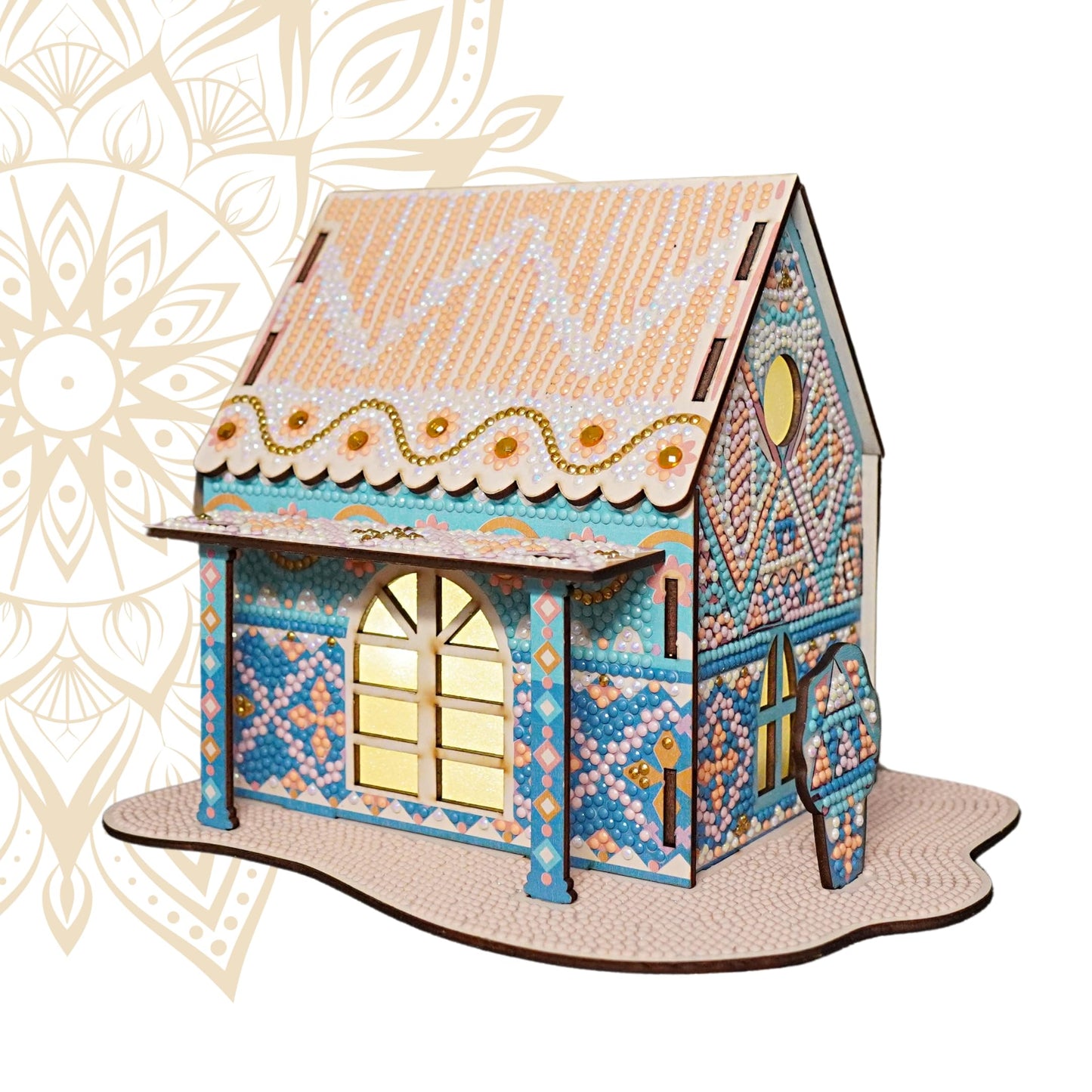 Party Ready 3D Diamond Painting Kit - Mandala Cabin Tapestry DIY Craft Set, Premium Full Drill Diamond Art Kit for Home Decor