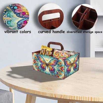 LSQFS DIY Diamond Painting Storage Box, Wooden Multi-Grid Organizer with Handle, Portable Desktop Caddy for Art Kits, Craft Tools, Makeup Brushes, Stationery Home Office