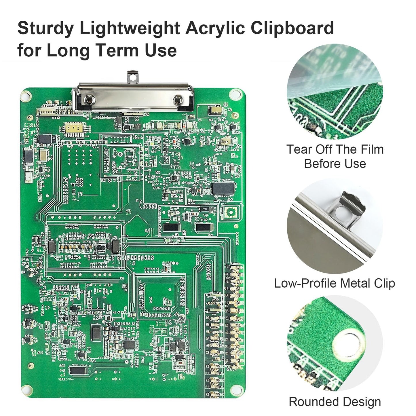 Circuit Board Acrylic Clipboard Cute Clip Board Standard A4 Letter Size 8.5" x 12" Clipboards Decorative for Nurse Worker Office