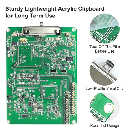 Circuit Board Acrylic Clipboard Cute Clip Board Standard A4 Letter Size 8.5" x 12" Clipboards Decorative for Nurse Worker Office