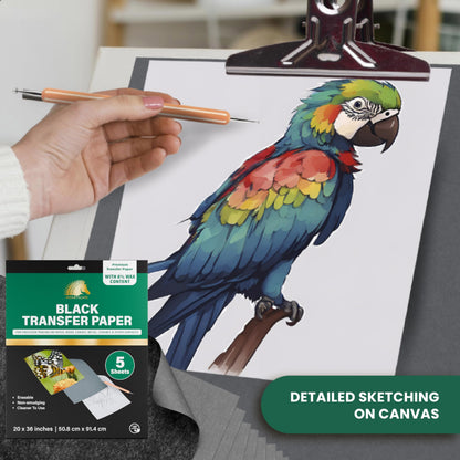 Graphite Transfer Paper for Tracing - 5 Extra-Large Sheets 20"x36" - Black Carbon Paper for Tracing on Wood, Canvas, Metal & Fabric - Waxed Graphite Tracing Paper for Drawing - MyArtscape