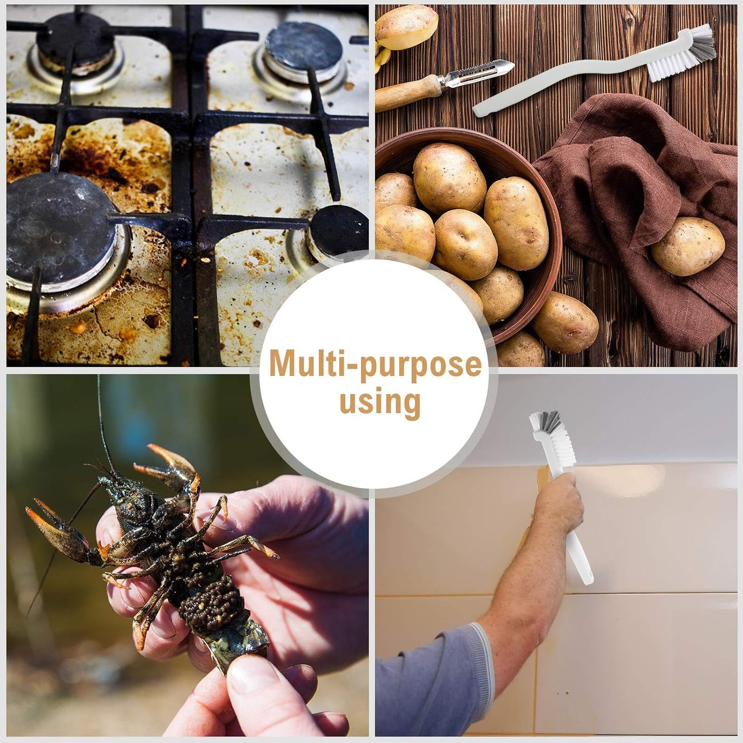 5 Piece Cleaning Dish Scrub Brush Kitchen Sink Bathroom Brushes, Household Pot Pan Dishwasher Edge Corners Grout Deep