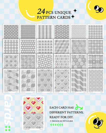 forever young 24 Designs Diamond Freestyle Cards for Beads, 5x7 Blank Diamond Art Cards with Glue for Round Dots for Adults, Postcard-Style Diamond Painting Accessories (No Drills)
