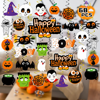 Joyful Start Halloween Hanging Decorations 68PCS Halloween Decorations for Classroom Hanging Ghost Pumpkin Ceiling Decor Indoor