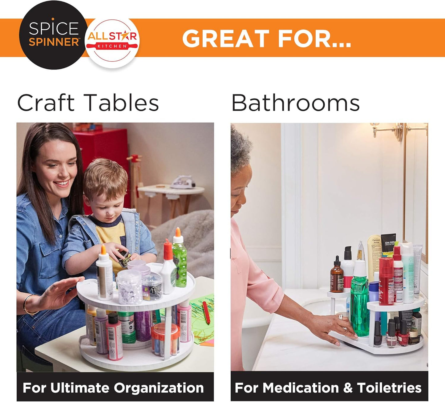 Allstar Innovations Spice Spinner Two-Tiered Spice Organizer & Holder That Saves Space, Keeps Everything Neat