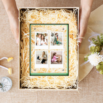 5x7 Acrylic Picture Frame Green - Clear Floating Photo Frames for 5 x 7 Inches Art Print - Individual for Tabletop Display - With Hangers for Wall Mount Horizontal or Vertical - 1 Pack