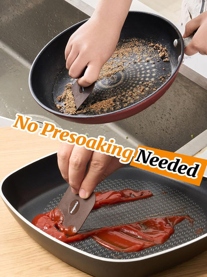 Chef Pan Scraper Set, 6 Pack Kitchen Dish Scraper Tool, Cast Iron Cleaner Scraper for Cleaning Grease and Pots.