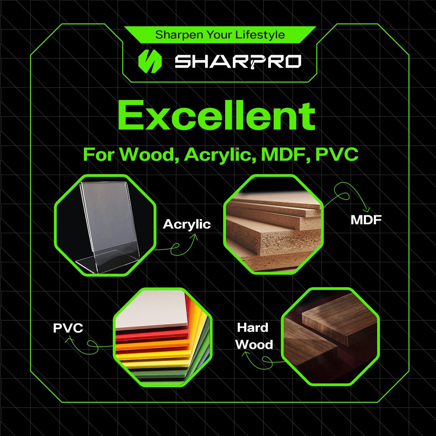 SHARPRO 1/4 Spiral Upcut Router Bit, CNC Router Bits, Up Cut Spiral Router Bits 1 4 Shank,Solid Carbide Router Bits, CNC Upcut Bit, Ideal for Wood Inlay, Plunge Plastic