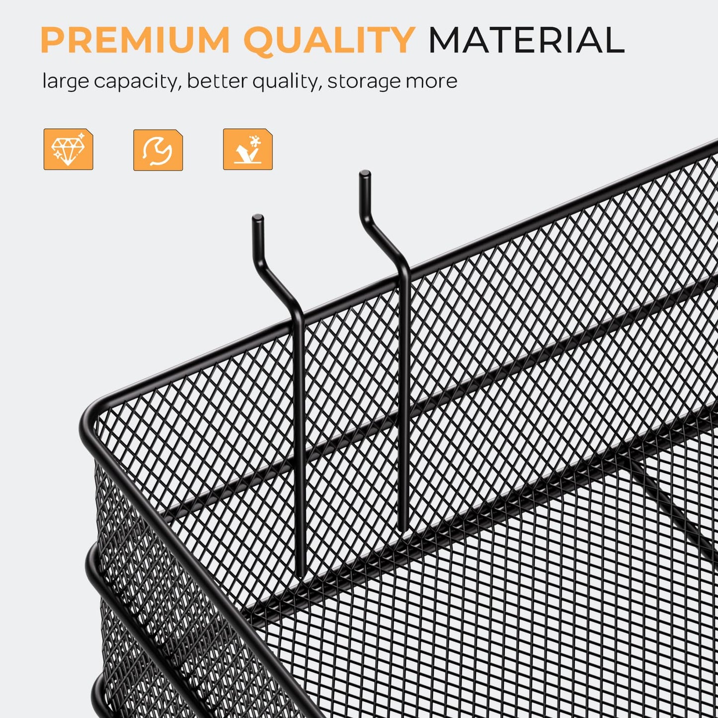 INCLY 4 Pack Upgrade Pegboard Baskets, 4 Sizes Square Style Metal Mesh Pegboard Baskets and Bins, Peg Board Organizer Accessories for Garage Craft Room Office Kitchen