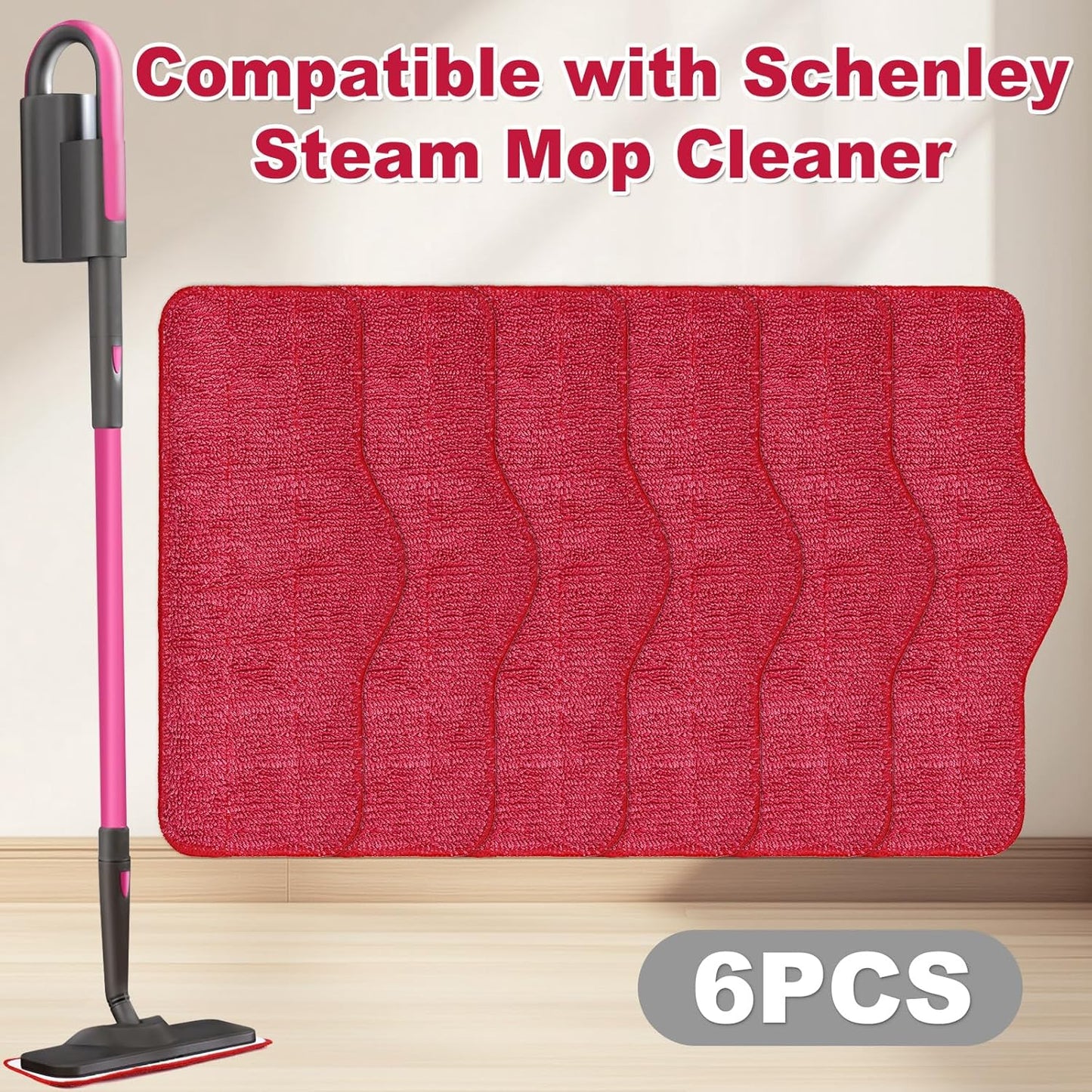 6 Pack 7 1,Reusable Steam Mop Pads Compatible with Schenley Steam Mop Cleaner,Microfiber Steam Mop Replacement Pads
