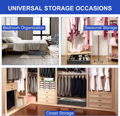 Surblue Under Bed Shoe Storage Organizer, Underbed Shoes Closet Storage Solution, Fits 12 Pairs