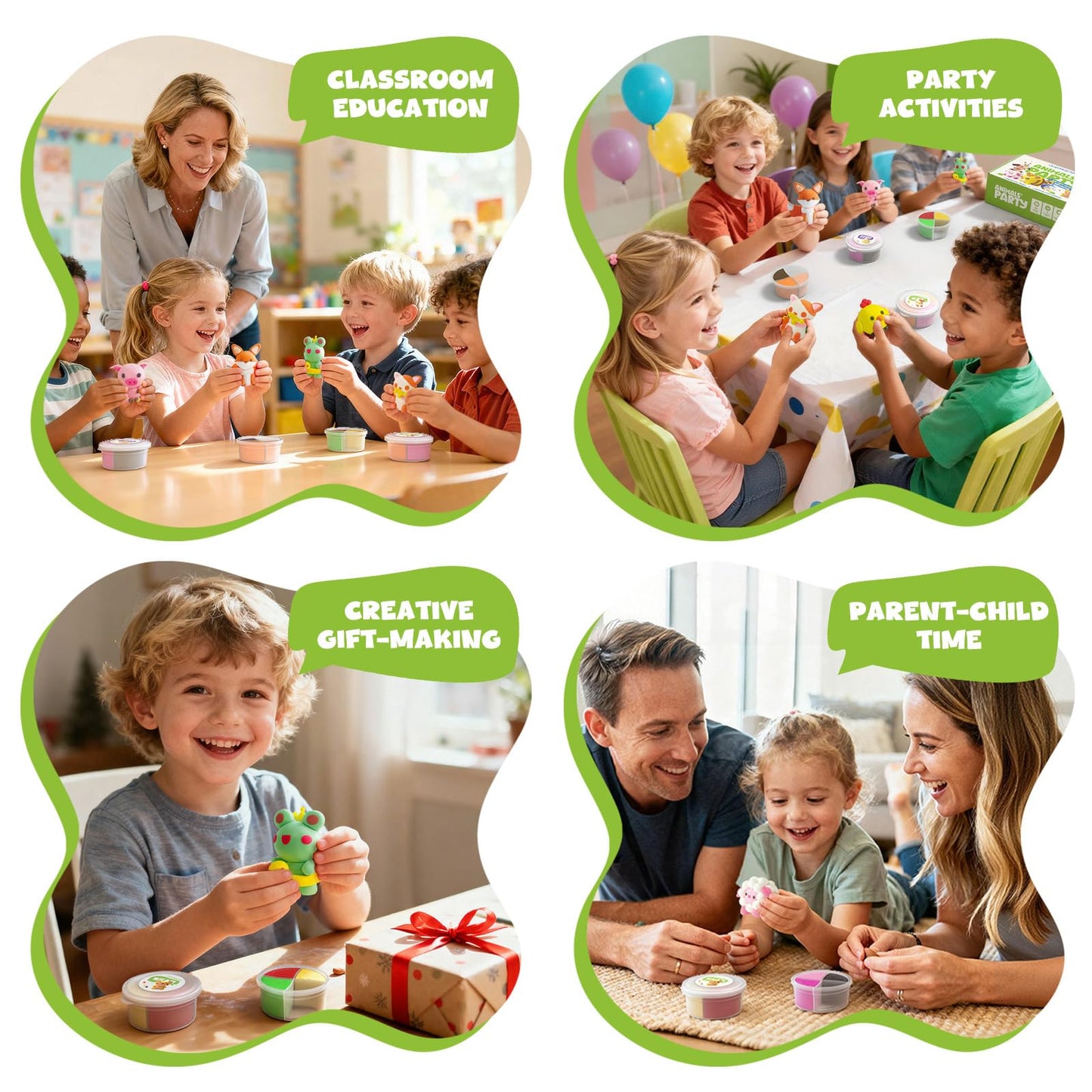 Air Dry Clay for Kids,12 Animals Theme Party Foam Clay,Ultra Light Modeling Clay Kit, DIY Art and Home Party Favors for Boys & Girls (Animal)