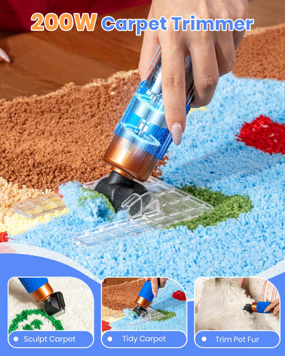 Riiai Tufting Gun Starter Kit,Tufting Gun with Carpet Trimmer Rug Making Kit, Rug Gun Cut Pile Loop Pile for Making Rugs, Carpet Trimmer Tufting for Sculpting (Dark Blue Rug Tufting Gun with Trimmer)
