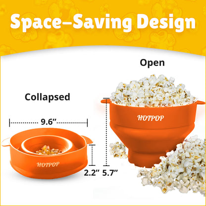 The Orginal HotPop Silicone Popcorn Maker - Microwave Popcorn Popper with Handles - Collapsible Bowl, Heat-Resistant, Easy to Clean, Ideal for Family Movie Nights, 15-Cup Capacity - Red