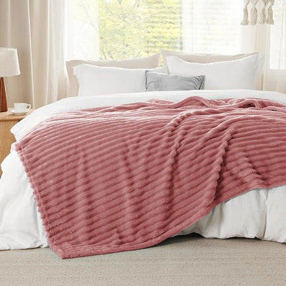 Bedsure GentleSoft California King Size Blanket - Cozy Dusty Pink Fleece Throw, 102x96 Inches