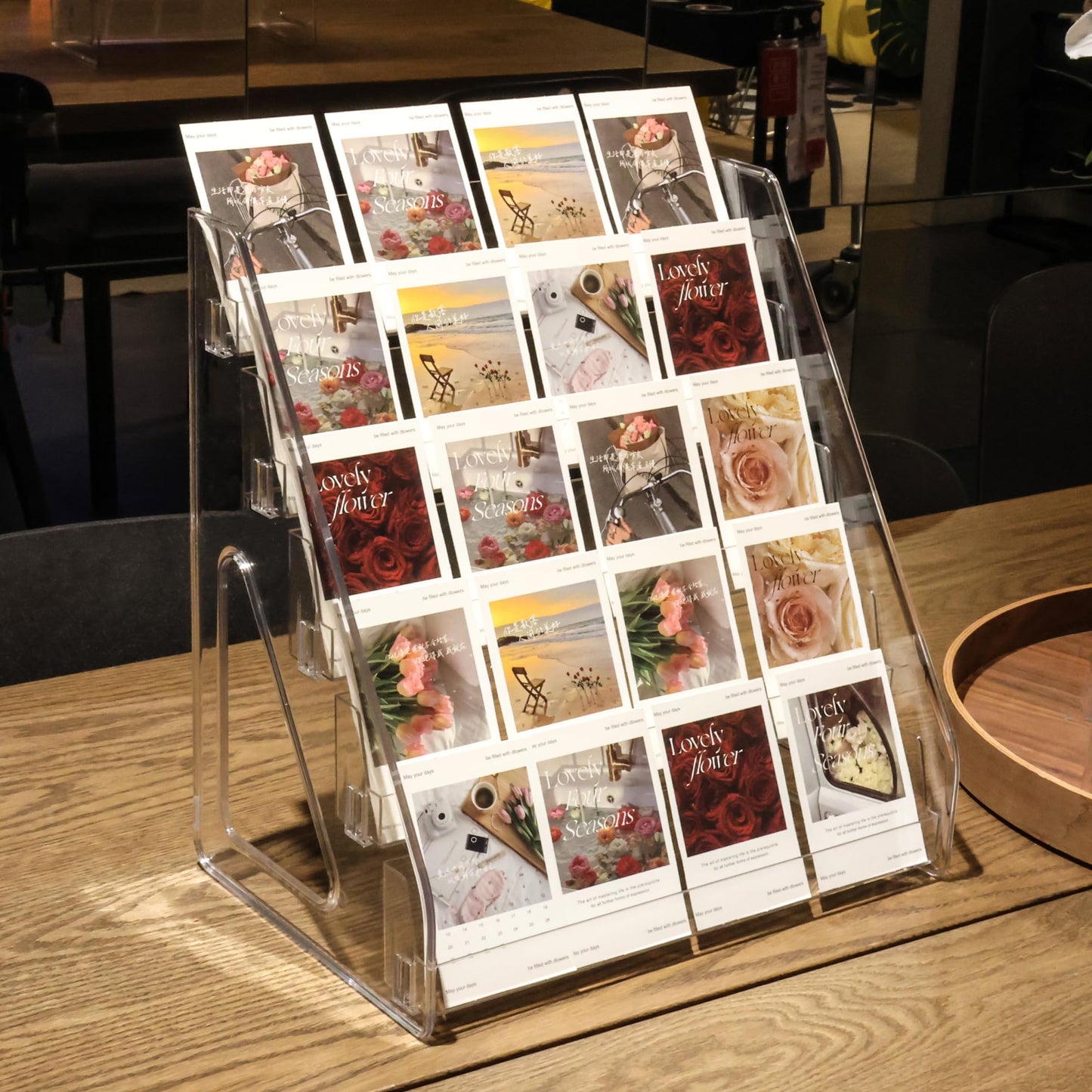 5 Tier Card Stand, 2 Pack Clear Card Display for Greeting Cards, Postcards, Stickers,Sports Cards,Trading Card,Tiered display rack,Retail Photos Shelf for Vendors Craft Collection Show (2Pack-5Tier)
