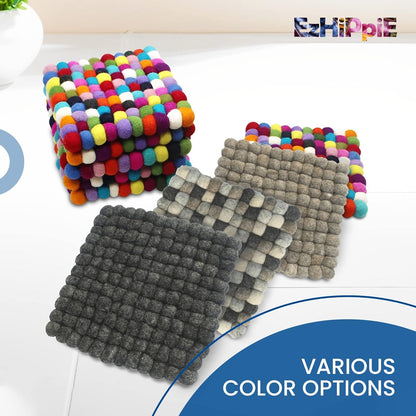 20 CM Woollen Pot Trivet with Heat Resistance, Handmade Non-Slip Pan Holder from Nepal, Absorbent Felt Ball Pad for
