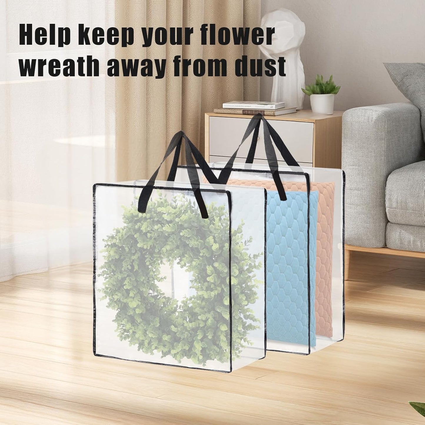 Skiennix Wreath Storage Bag - 26-Inch 95L Container for Holiday Decor & Home Organization