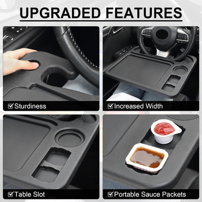 JUSTTOP Car Steering Wheel Desk for Laptop,Multipurpose Travel Car Accessories, Car Seat Stand Trays for Eating, Steering Wheel Under Table Console(Black)