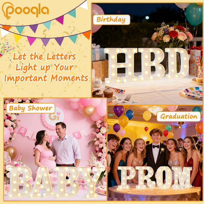 Pooqla LED Marquee Letter Lights Sign, Light Up Alphabet Letter for Home Party Wedding Decoration R