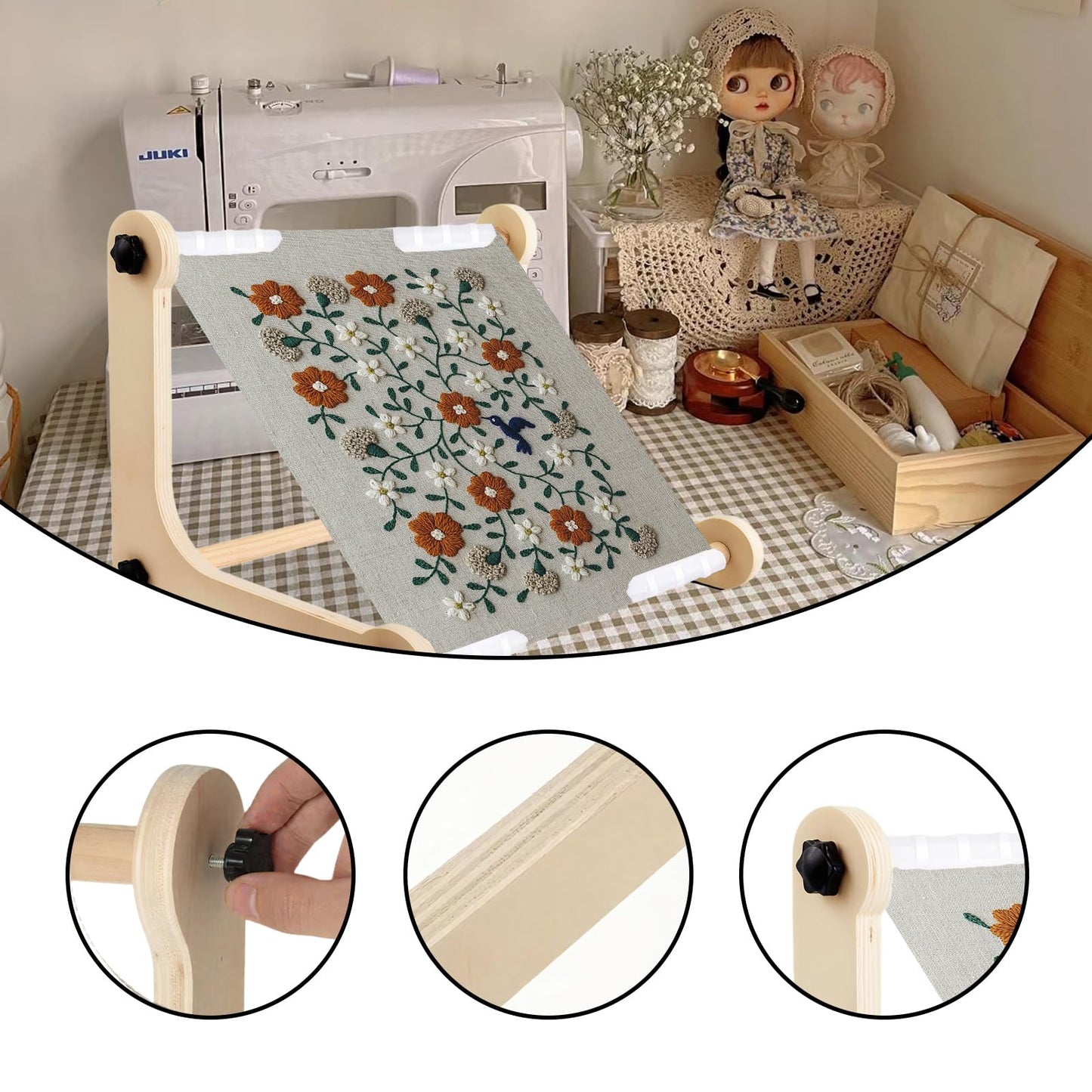 Adjustable Embroidery Stand,Needlepoint Stand,Embroidery Holder Stands with 2 Size Rods (11.8" & 15.7") ,Perfect Cross Stitch Stand for Sewing,Needlepoint,and Quilting Projects
