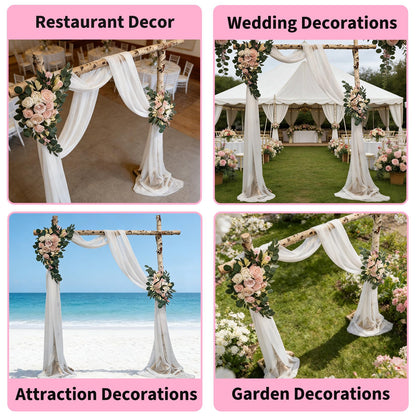 Garvee Arch Flowers with Drapes Kit (Pack of 3) - Includes 2Pcs Artificial Flower Arch Decor & 1Pcs Drapes, for Wedding Ceremony Bouquets Reception Backdrop Decoration, Pink