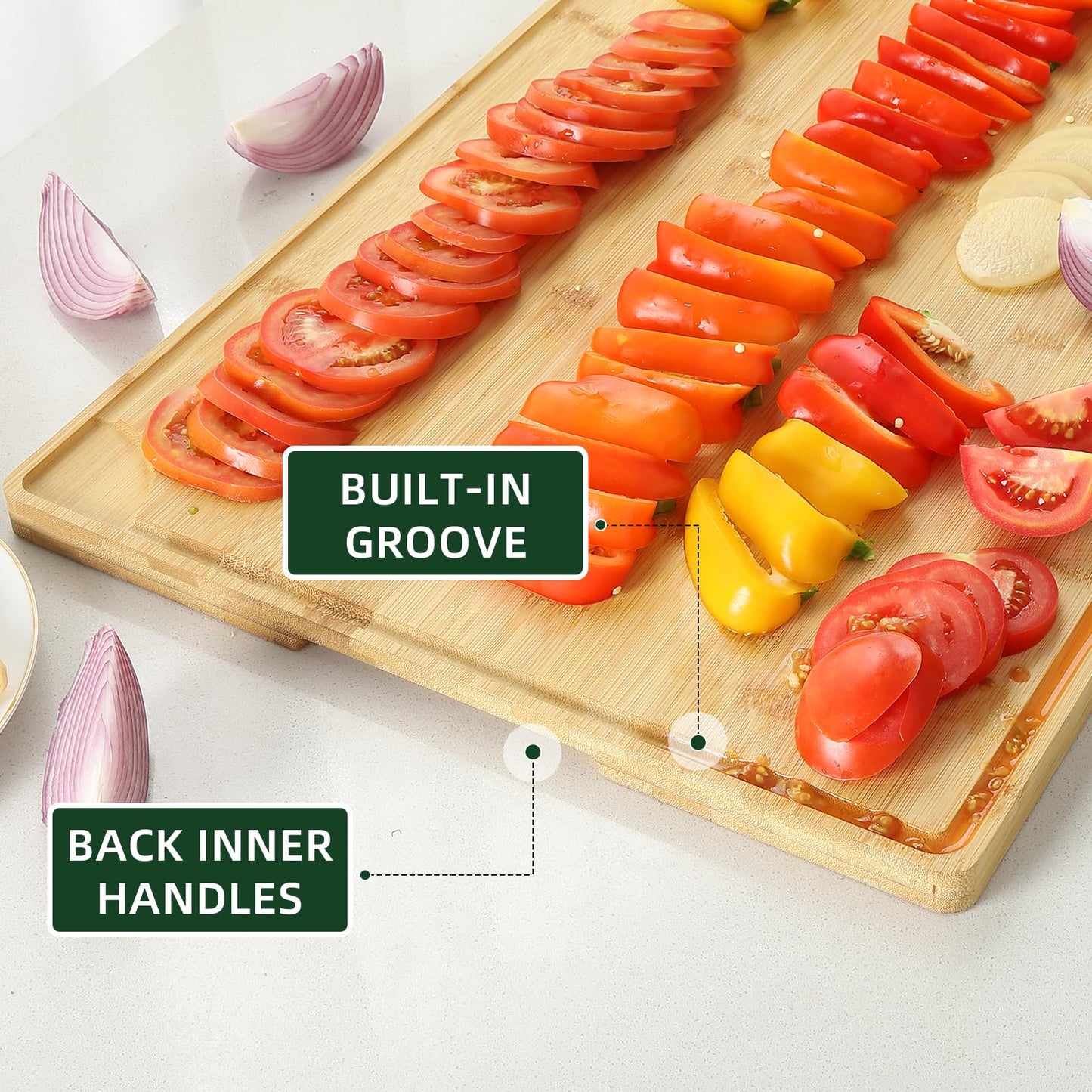 GarveeHome 24 x 16 in Bamboo Cutting Board, Large Kitchen Chopping Board with Juicy Groove, Wooden Butcher Block Cutting Board Perfect for Meat, Cheese, Vegetables, Fruits