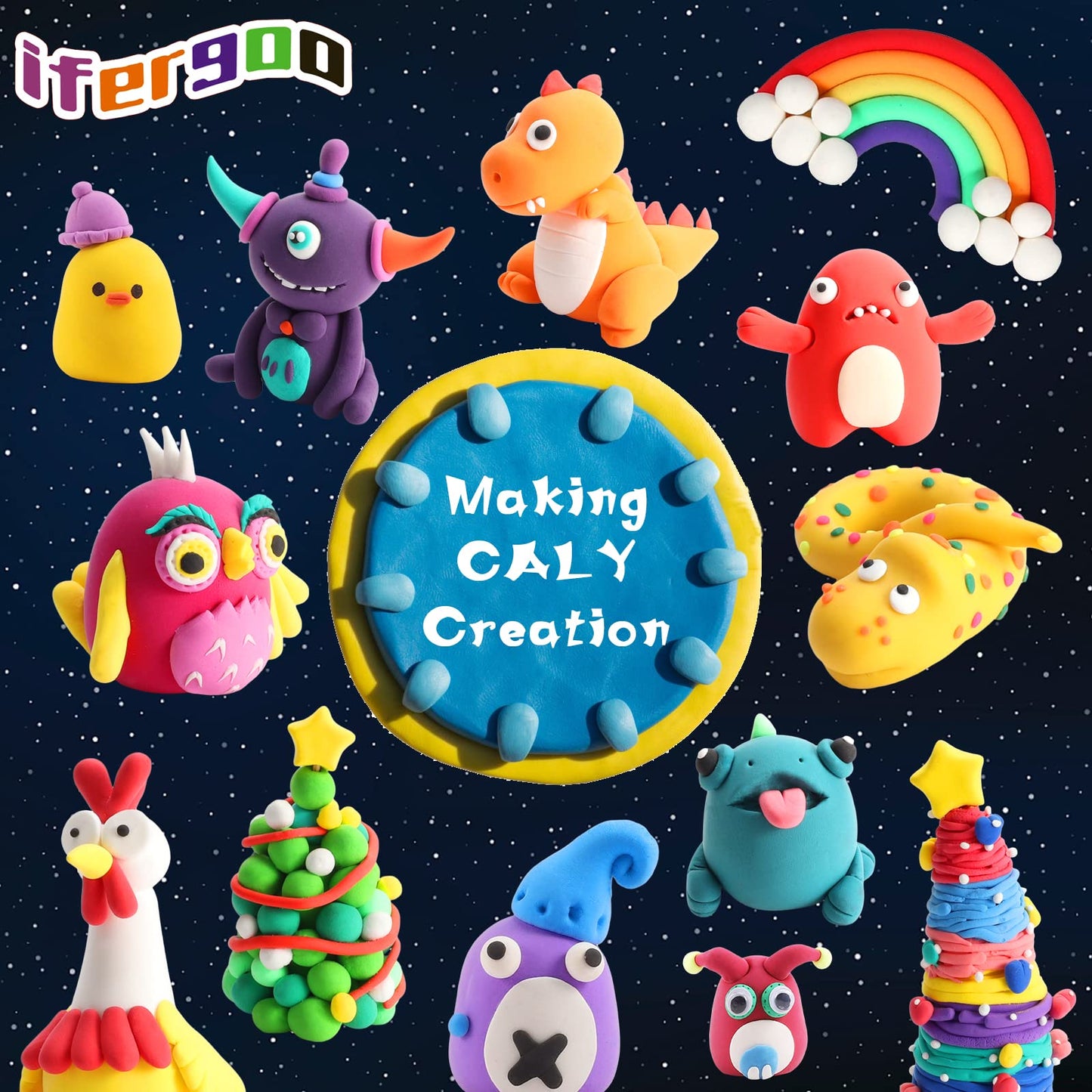 ifergoo Air Dry Clay for Kids - 102 Colors Modeling Magic Foam Clay Kit, Safe & Non-Toxic, Kids DIY Model Art & Crafts Toys with Sculpting Tools, Birthday Gifts for Boys & Girls 3-12 Years Old