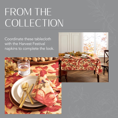 Elrene Home Fashions Harvest Festival Fall Printed Tablecloth, Polyester, Multicolor, 60" x 84" (Tablecloth)